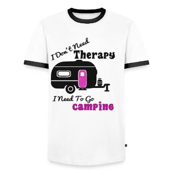 Camping Therapy Nature Outdoor Mountains - Men's Ringer Shirt - white/black - Front - AI Model Female 172 light (172cm) & AI Model Male 178 dark (178cm)