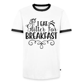 I eat glitter for breakfast Unicorn - Men's Ringer Shirt - white/black - Front - AI Model Female 172 light (172cm) & AI Model Male 178 dark (178cm)