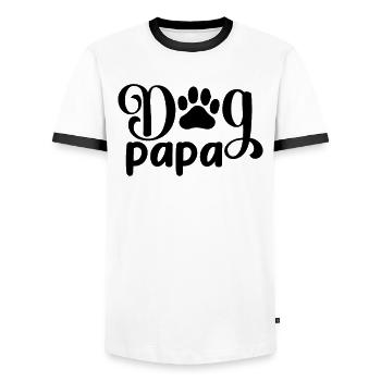 Dog papa - Men's Ringer Shirt - white/black - Front - AI Model Female 172 light (172cm) & AI Model Male 178 dark (178cm)