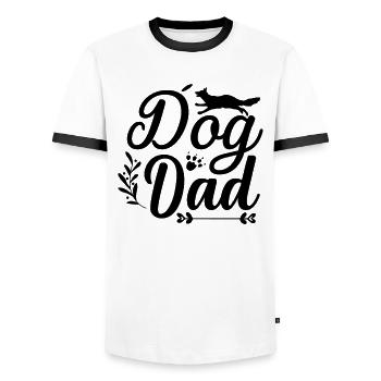 Hund Papa - Männer Kontrast-T-Shirt - Weiß/Schwarz - Vorne - AI Model Female 172 light (172cm) & AI Model Male 178 dark (178cm)