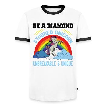 Soyez une licorne sertie de diamants - T-shirt contrasté Homme - blanc/noir - Devant - AI Model Female 172 light (172cm) & AI Model Male 178 dark (178cm)