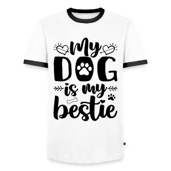 Mon chien est mon meilleur ami - T-shirt contrasté Homme - blanc/noir - Devant - AI Model Female 172 light (172cm) & AI Model Male 178 dark (178cm)