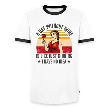 Ein Tag ohne Wein - Männer Kontrast-T-Shirt - Weiß/Schwarz - Vorne - AI Model Female 172 light (172cm) & AI Model Male 178 dark (178cm)