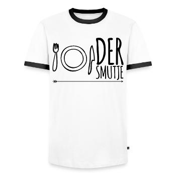 Der Smutje - Männer Kontrast-T-Shirt - Weiß/Schwarz - Vorne - AI Model Female 172 light (172cm) & AI Model Male 178 dark (178cm)