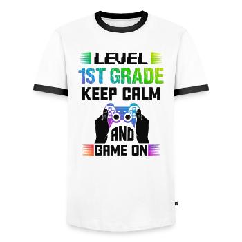 Niveau 1ST GRADE restez calme et jouez - T-shirt contrasté Homme - blanc/noir - Devant - AI Model Female 172 light (172cm) & AI Model Male 178 dark (178cm)