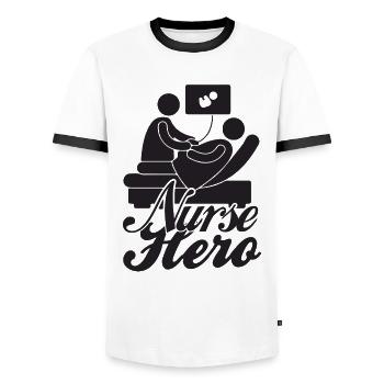 Krankenschwester Held - Männer Kontrast-T-Shirt - Weiß/Schwarz - Vorne - AI Model Female 172 light (172cm) & AI Model Male 178 dark (178cm)