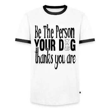 Be paw-friendly - Men's Ringer Shirt - white/black - Front - AI Model Female 172 light (172cm) & AI Model Male 178 dark (178cm)