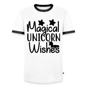 Magical Unicorn Wishes Unicorn - Men's Ringer Shirt - white/black - Front - AI Model Female 172 light (172cm) & AI Model Male 178 dark (178cm)