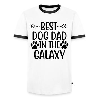 Bester Hundepapa in der Galaxie - Männer Kontrast-T-Shirt - Weiß/Schwarz - Vorne - AI Model Female 172 light (172cm) & AI Model Male 178 dark (178cm)