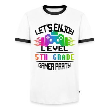 Niveau 5TH GRADE restez calme et jouez - T-shirt contrasté Homme - blanc/noir - Devant - AI Model Female 172 light (172cm) & AI Model Male 178 dark (178cm)