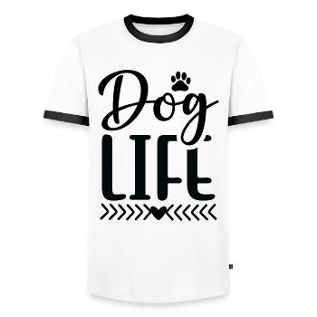 Dog Life - Men's Ringer Shirt - white/black - Front - AI Model Female 172 light (172cm) & AI Model Male 178 dark (178cm)