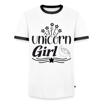 Licorne Fille Licorne - T-shirt contrasté Homme - blanc/noir - Devant - AI Model Female 172 light (172cm) & AI Model Male 178 dark (178cm)