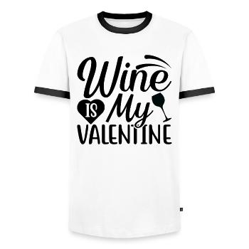 Le vin est ma Saint-Valentin - T-shirt contrasté Homme - blanc/noir - Devant - AI Model Female 172 light (172cm) & AI Model Male 178 dark (178cm)