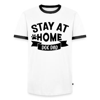 Papa chien à la maison - T-shirt contrasté Homme - blanc/noir - Devant - AI Model Female 172 light (172cm) & AI Model Male 178 dark (178cm)