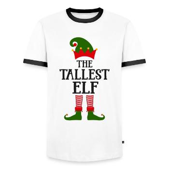 Die größte Elfe Norweger Muster - Männer Kontrast-T-Shirt - Weiß/Schwarz - Vorne - AI Model Female 172 light (172cm) & AI Model Male 178 dark (178cm)