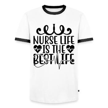 Krankenschwester Das beste Leben - Männer Kontrast-T-Shirt - Weiß/Schwarz - Vorne - AI Model Female 172 light (172cm) & AI Model Male 178 dark (178cm)