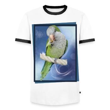 Argentinischer Sittich - Männer Kontrast-T-Shirt - Weiß/Schwarz - Vorne - AI Model Female 172 light (172cm) & AI Model Male 178 dark (178cm)