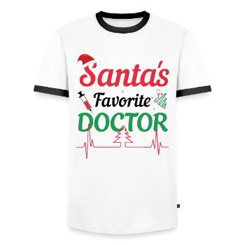 Ugly Christmas Santa's doctor - Men's Ringer Shirt - white/black - Front - AI Model Female 172 light (172cm) & AI Model Male 178 dark (178cm)