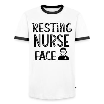 Resting Nurse Face - Männer Kontrast-T-Shirt - Weiß/Schwarz - Vorne - AI Model Female 172 light (172cm) & AI Model Male 178 dark (178cm)