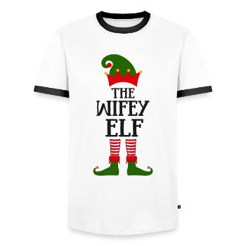 La femme elfe motif norvégien - T-shirt contrasté Homme - blanc/noir - Devant - AI Model Female 172 light (172cm) & AI Model Male 178 dark (178cm)