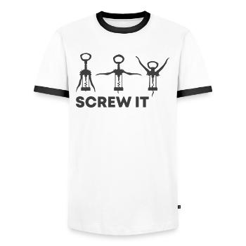 Ach schei* drauf Lieber Wein Screw it - Männer Kontrast-T-Shirt - Weiß/Schwarz - Vorne - AI Model Female 172 light (172cm) & AI Model Male 178 dark (178cm)