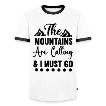 The mountains call for holidays - Men's Ringer Shirt - white/black - Front - AI Model Female 172 light (172cm) & AI Model Male 178 dark (178cm)