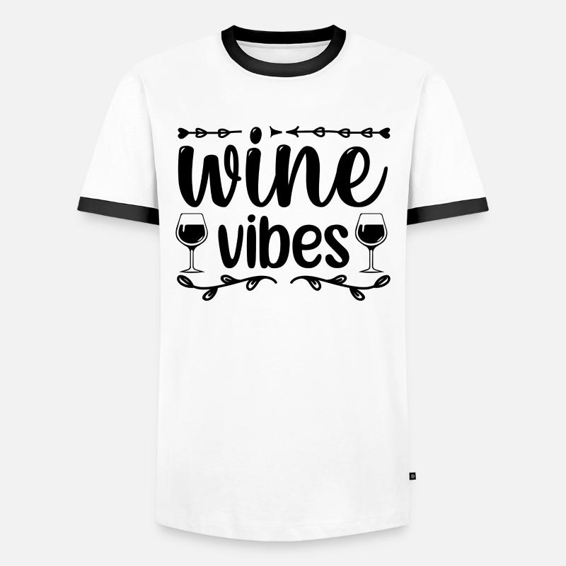 Wein Vibes - Männer Kontrast-T-Shirt - Weiß/Schwarz
