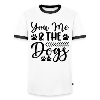 Your self the dogs - Men's Ringer Shirt - white/black - Front - AI Model Female 172 light (172cm) & AI Model Male 178 dark (178cm)