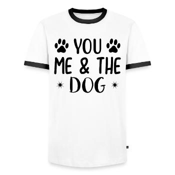 You I & the Dog - Men's Ringer Shirt - white/black - Front - AI Model Female 172 light (172cm) & AI Model Male 178 dark (178cm)