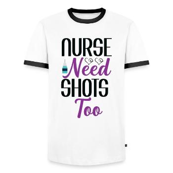 Krankenschwester braucht auch Shots - Männer Kontrast-T-Shirt - Weiß/Schwarz - Vorne - AI Model Female 172 light (172cm) & AI Model Male 178 dark (178cm)