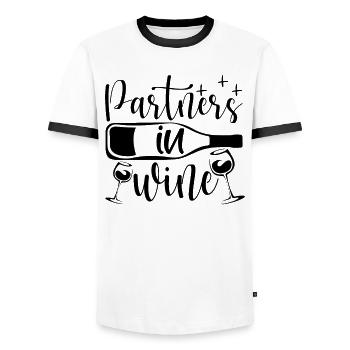 Partner in wine - Men's Ringer Shirt - white/black - Front - AI Model Female 172 light (172cm) & AI Model Male 178 dark (178cm)