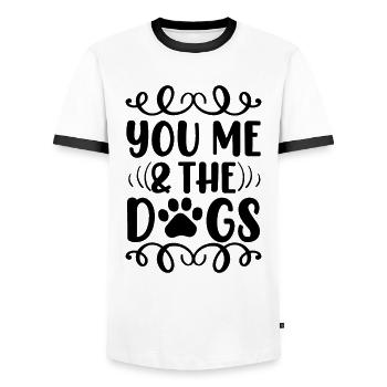 Your self the dogs - Men's Ringer Shirt - white/black - Front - AI Model Female 172 light (172cm) & AI Model Male 178 dark (178cm)