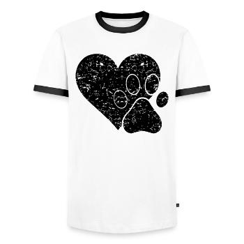 Cœur de patte - T-shirt contrasté Homme - blanc/noir - Devant - AI Model Female 172 light (172cm) & AI Model Male 178 dark (178cm)