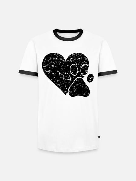 Pfotenherz - Männer Kontrast-T-Shirt - Weiß/Schwarz