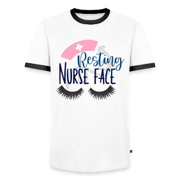 Resting Nurse Face - Männer Kontrast-T-Shirt - Weiß/Schwarz - Vorne - AI Model Female 172 light (172cm) & AI Model Male 178 dark (178cm)