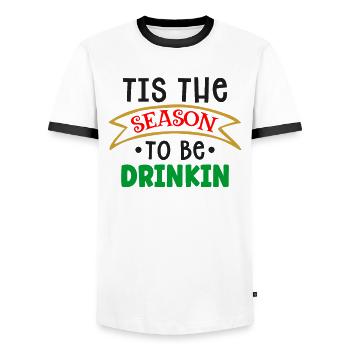 It's the time of year to drink Christmas - Men's Ringer Shirt - white/black - Front - AI Model Female 172 light (172cm) & AI Model Male 178 dark (178cm)