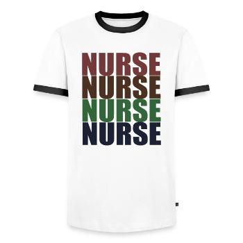 Krankenschwester - Männer Kontrast-T-Shirt - Weiß/Schwarz - Vorne - AI Model Female 172 light (172cm) & AI Model Male 178 dark (178cm)