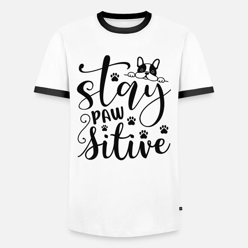 Bleiben pawsitive - Männer Kontrast-T-Shirt - Weiß/Schwarz