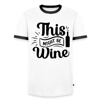 This could be wine - Men's Ringer Shirt - white/black - Front - AI Model Female 172 light (172cm) & AI Model Male 178 dark (178cm)