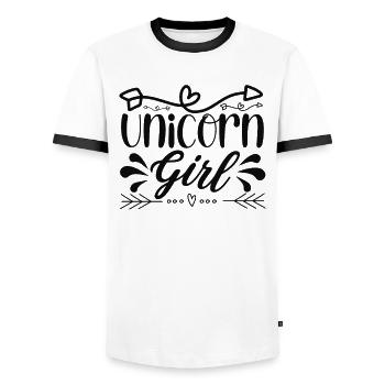 Licorne Fille Licorne - T-shirt contrasté Homme - blanc/noir - Devant - AI Model Female 172 light (172cm) & AI Model Male 178 dark (178cm)