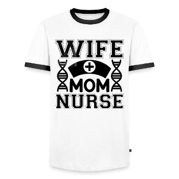 Épouse Maman Infirmière - T-shirt contrasté Homme - blanc/noir - Devant - AI Model Female 172 light (172cm) & AI Model Male 178 dark (178cm)
