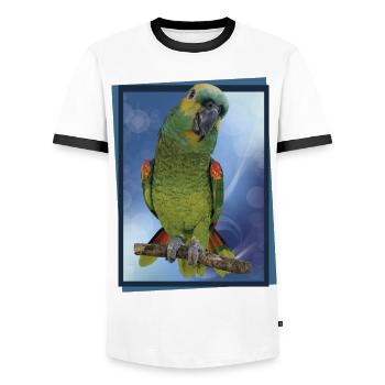 Die Blaustirnamazone - Männer Kontrast-T-Shirt - Weiß/Schwarz - Vorne - AI Model Female 172 light (172cm) & AI Model Male 178 dark (178cm)