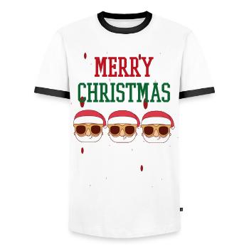 Merry Christmas Families Freiertage Logo - Men's Ringer Shirt - white/black - Front - AI Model Female 172 light (172cm) & AI Model Male 178 dark (178cm)