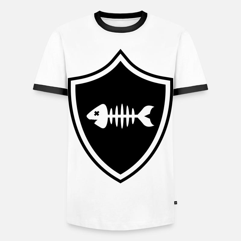 Fisch Wappen Knochen Gräte - Männer Kontrast-T-Shirt - Weiß/Schwarz