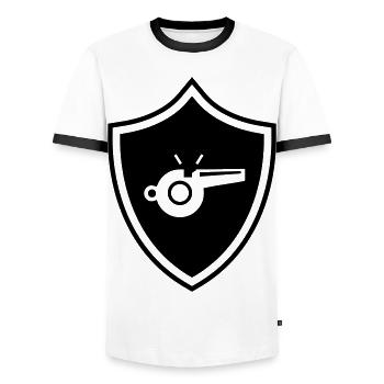 Trillerpfeife Pfeife Wappen - Männer Kontrast-T-Shirt - Weiß/Schwarz - Vorne - AI Model Female 172 light (172cm) & AI Model Male 178 dark (178cm)