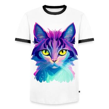 Cat Colorful - Men's Ringer Shirt - white/black - Front - AI Model Female 172 light (172cm) & AI Model Male 178 dark (178cm)