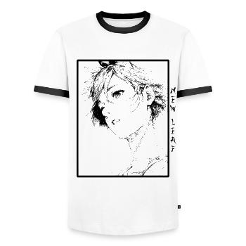 Fille Anime - T-shirt contrasté Homme - blanc/noir - Devant - AI Model Female 172 light (172cm) & AI Model Male 178 dark (178cm)