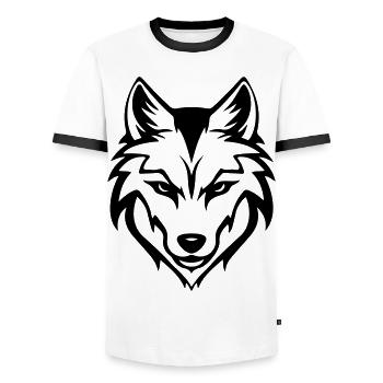 Silhouette de loup - T-shirt contrasté Homme - blanc/noir - Devant - AI Model Female 172 light (172cm) & AI Model Male 178 dark (178cm)