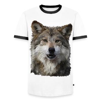 Wolf - Men's Ringer Shirt - white/black - Front - AI Model Female 172 light (172cm) & AI Model Male 178 dark (178cm)