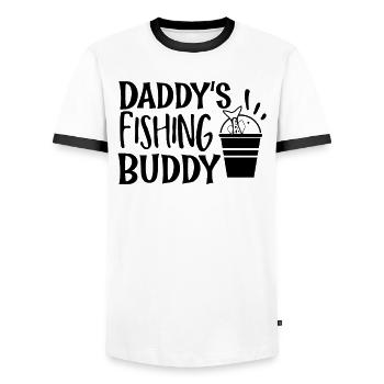 Daddy's fishing buddy - Men's Ringer Shirt - white/black - Front - AI Model Female 172 light (172cm) & AI Model Male 178 dark (178cm)